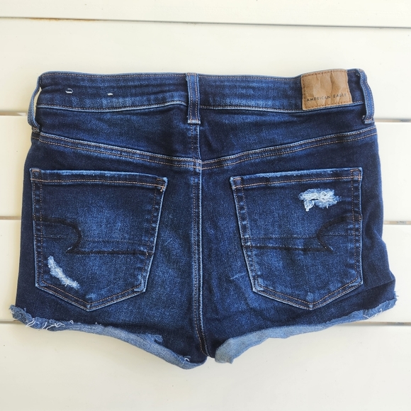 American Eagle Dark Wash Distressed Hi Rise Shortie 6 - Picture 9 of 9